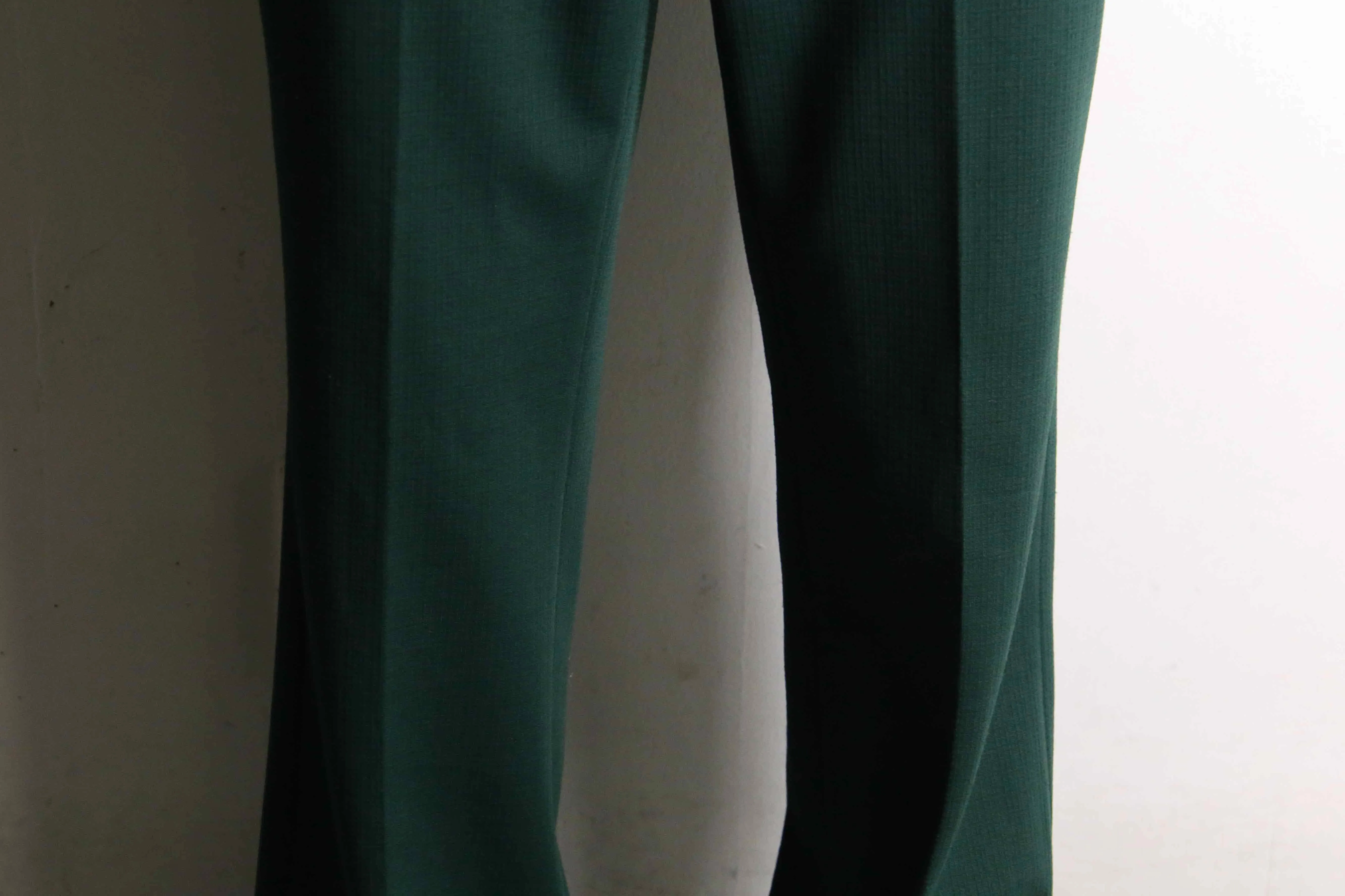 70's deep green poly flare slacks