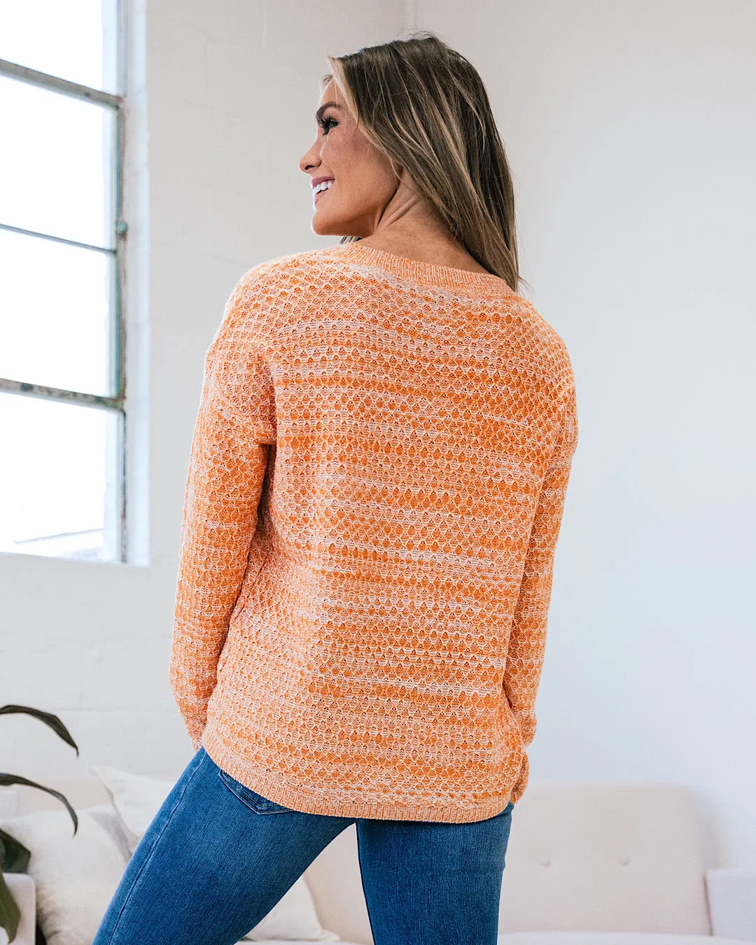 Abigail Textured Sweater - Heather Orange FINAL SALE