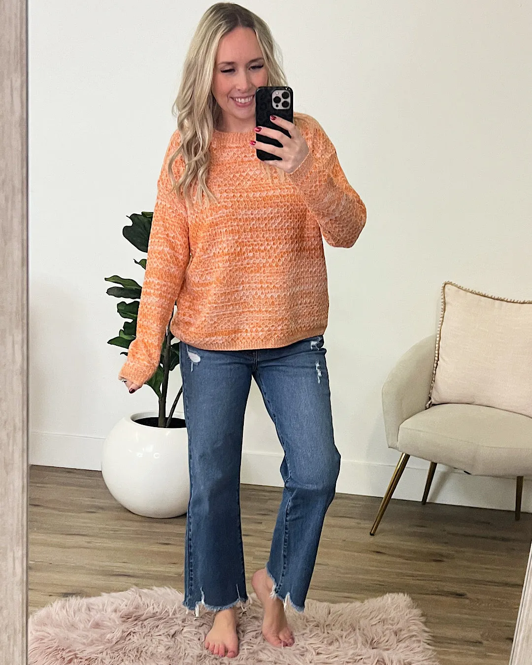 Abigail Textured Sweater - Heather Orange FINAL SALE