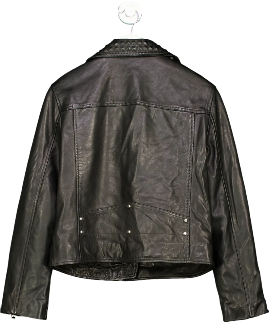 AllSaints Black Lyra Pyramid Biker Jacket UK S