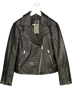 AllSaints Black Lyra Pyramid Biker Jacket UK S