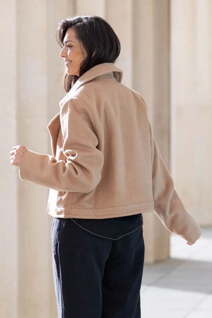 Aquata Wool Biker Jacket Caramel