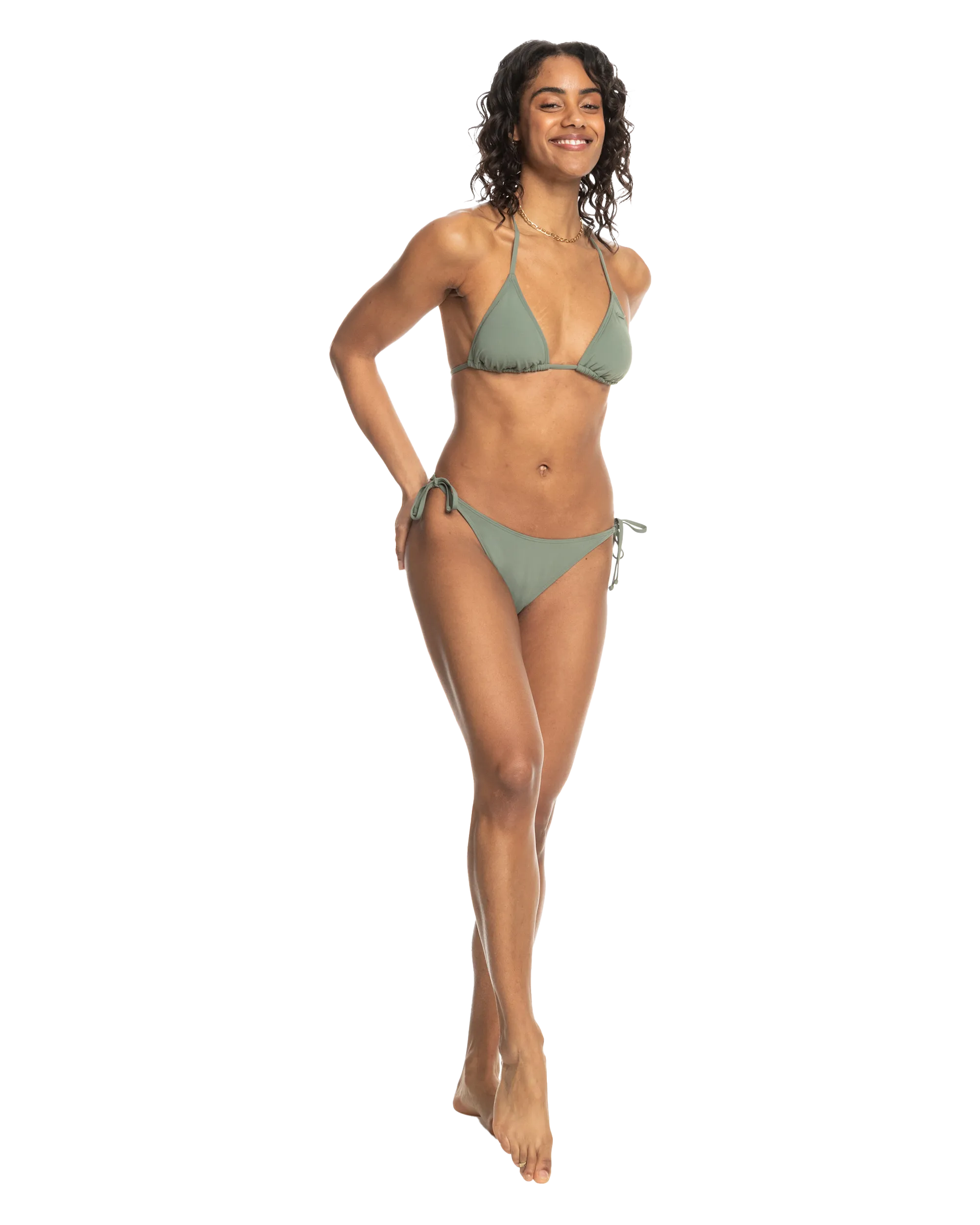 Beach Classic Modern Triangle Bikini Top in Agave Green