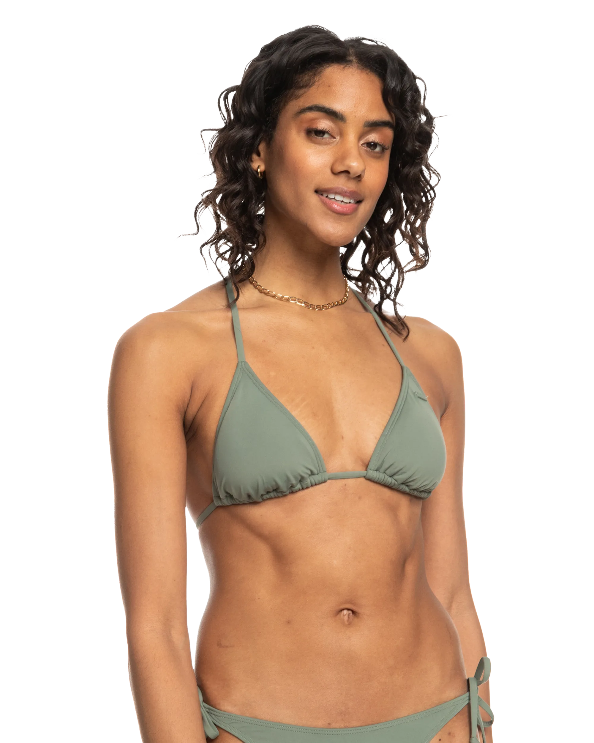 Beach Classic Modern Triangle Bikini Top in Agave Green