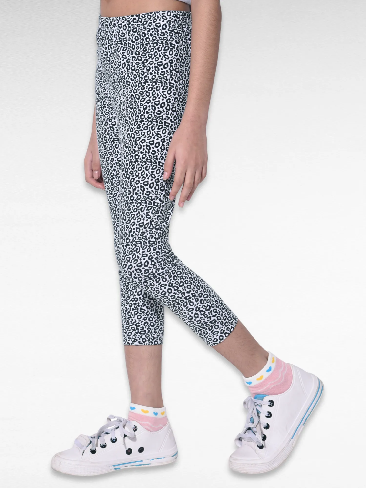 Black Catty Girls printed leggings | Ankle Length