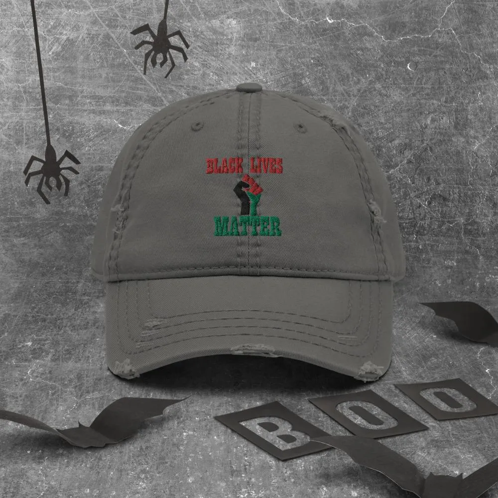 Black Lives Matter Pan African RBG Distressed Dad Hat