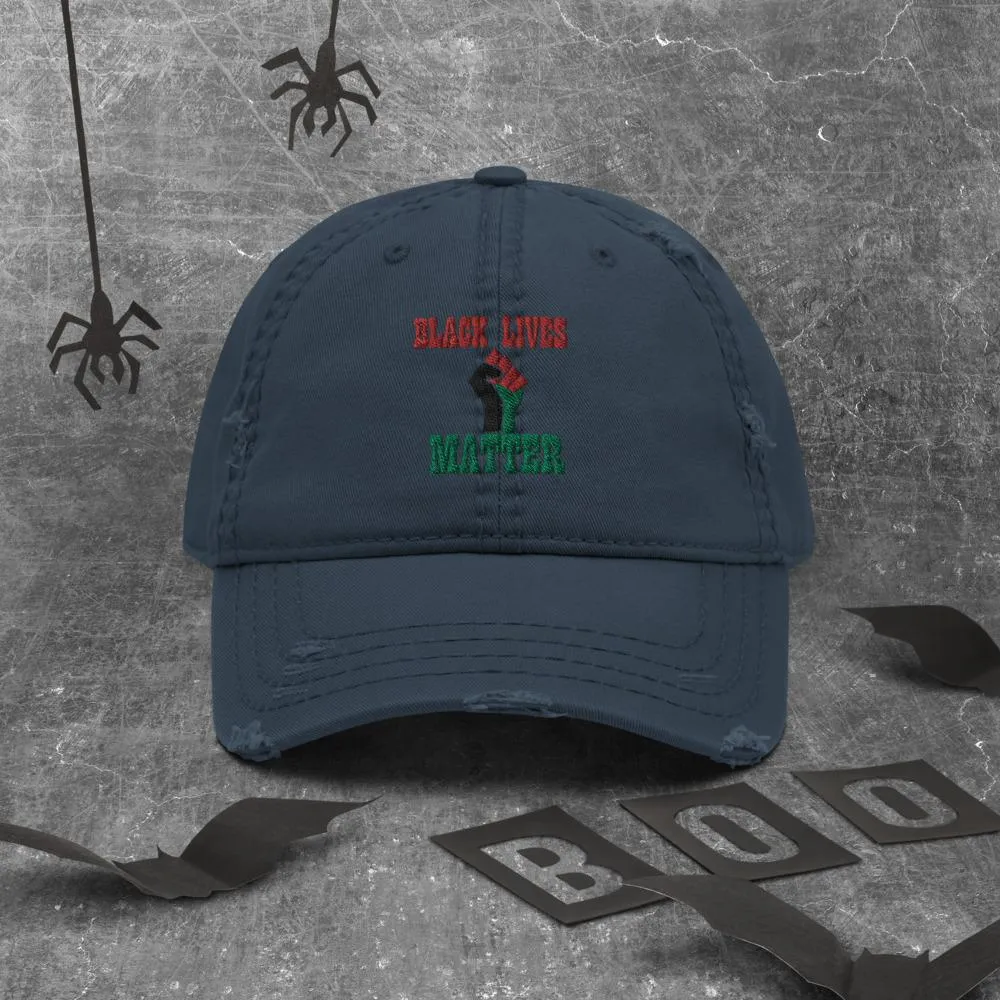Black Lives Matter Pan African RBG Distressed Dad Hat
