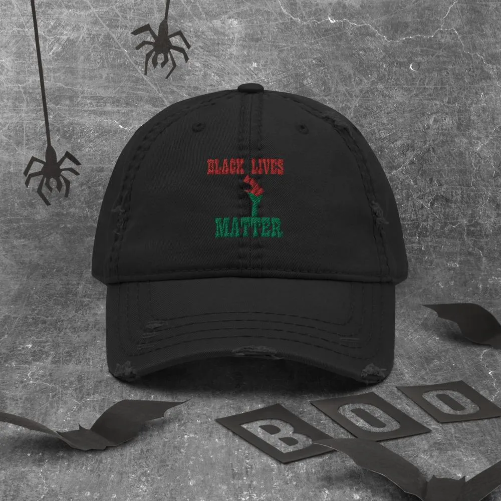 Black Lives Matter Pan African RBG Distressed Dad Hat