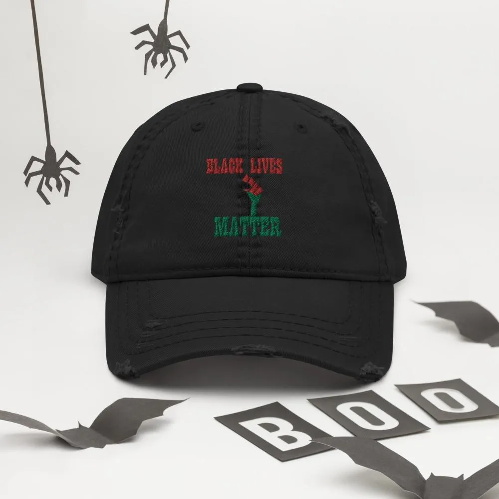 Black Lives Matter Pan African RBG Distressed Dad Hat