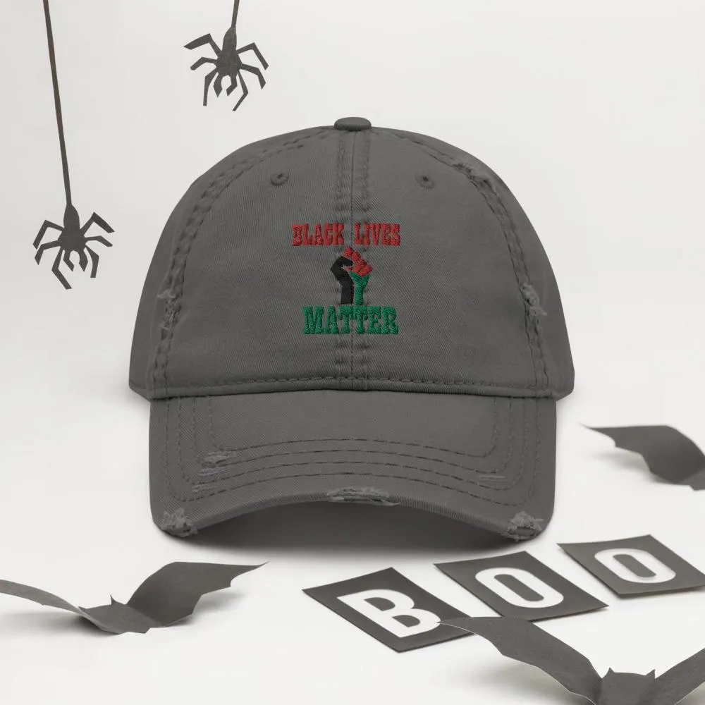 Black Lives Matter Pan African RBG Distressed Dad Hat