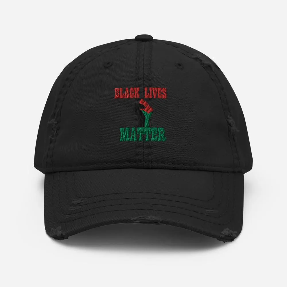 Black Lives Matter Pan African RBG Distressed Dad Hat