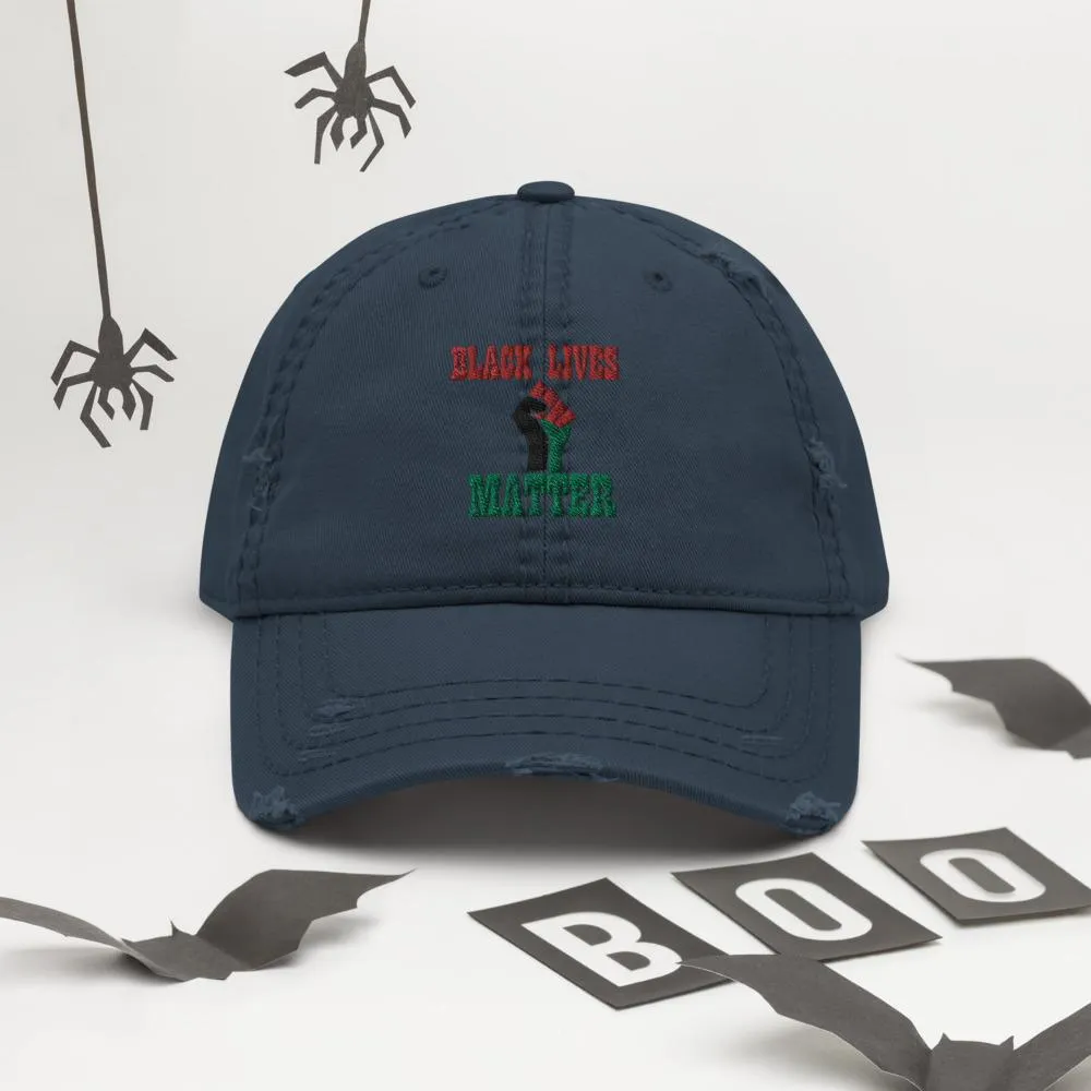 Black Lives Matter Pan African RBG Distressed Dad Hat