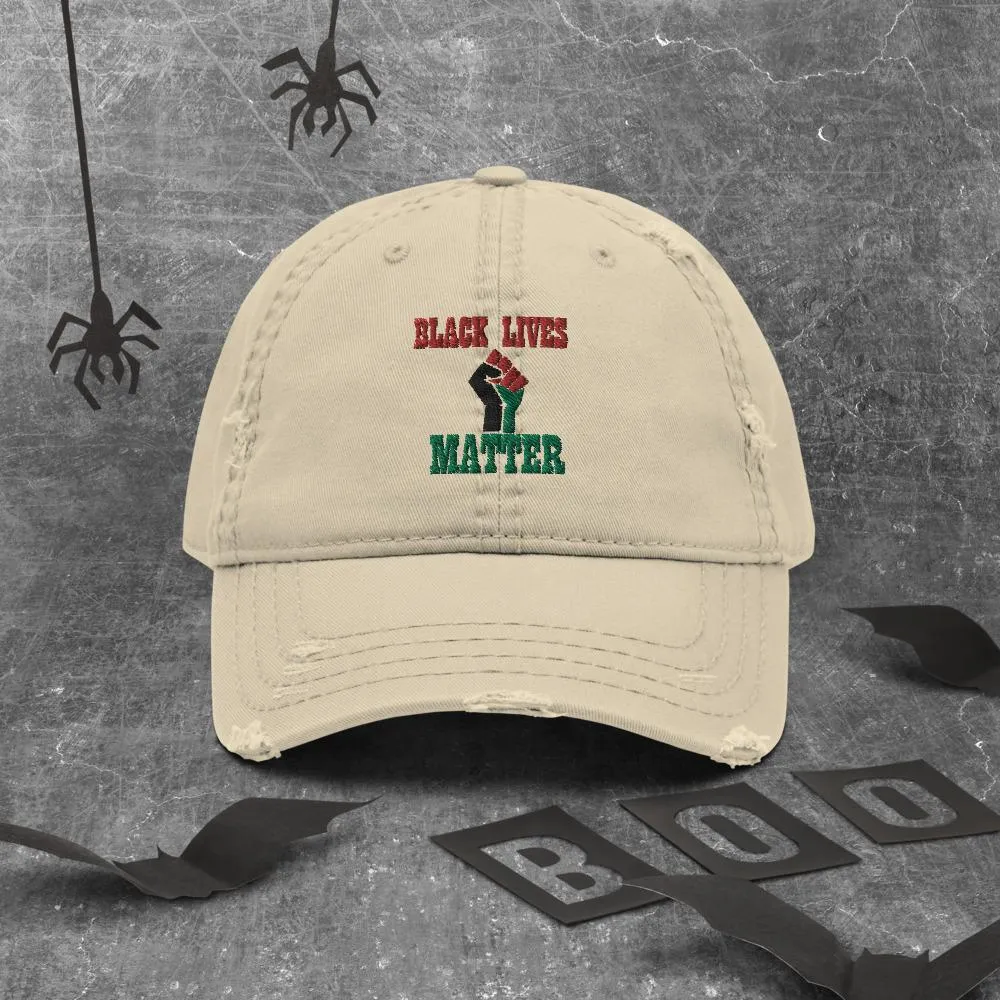 Black Lives Matter Pan African RBG Distressed Dad Hat