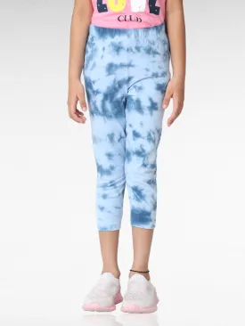 Blue waves Girls Tie & Dye Leggings | Ankle Length