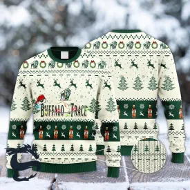 Buffalo Trace Bourbon Reindeer Snowy Night Ugly Sweater