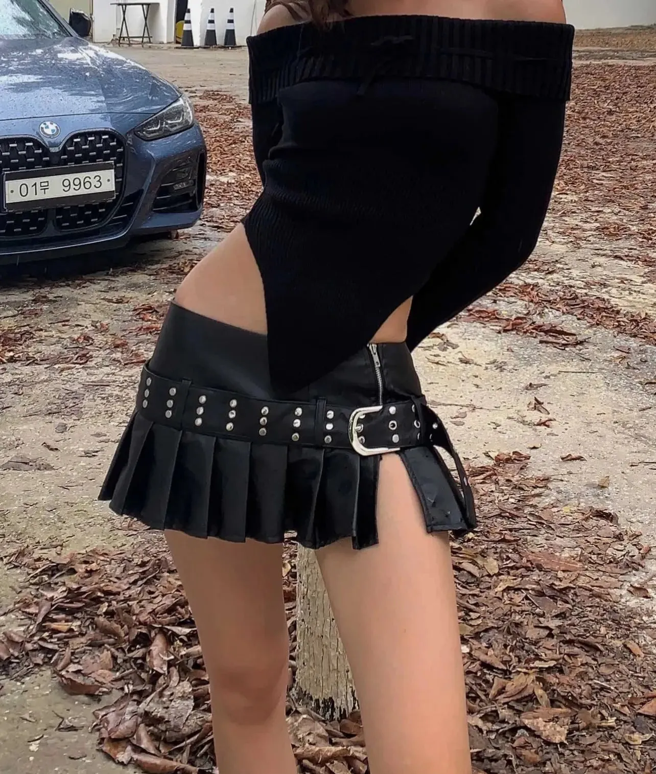 Chic Leather Short Skirt. Trending Fashionable Style