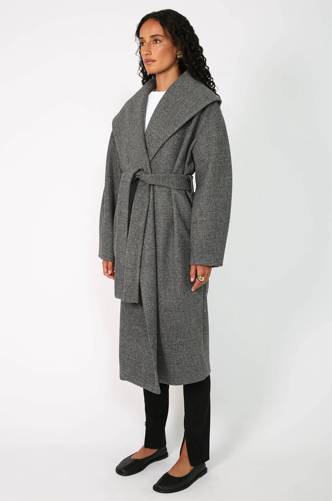 collar coat / Mid Grey