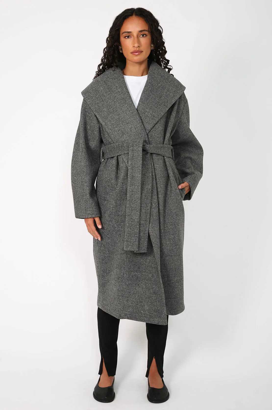 collar coat / Mid Grey