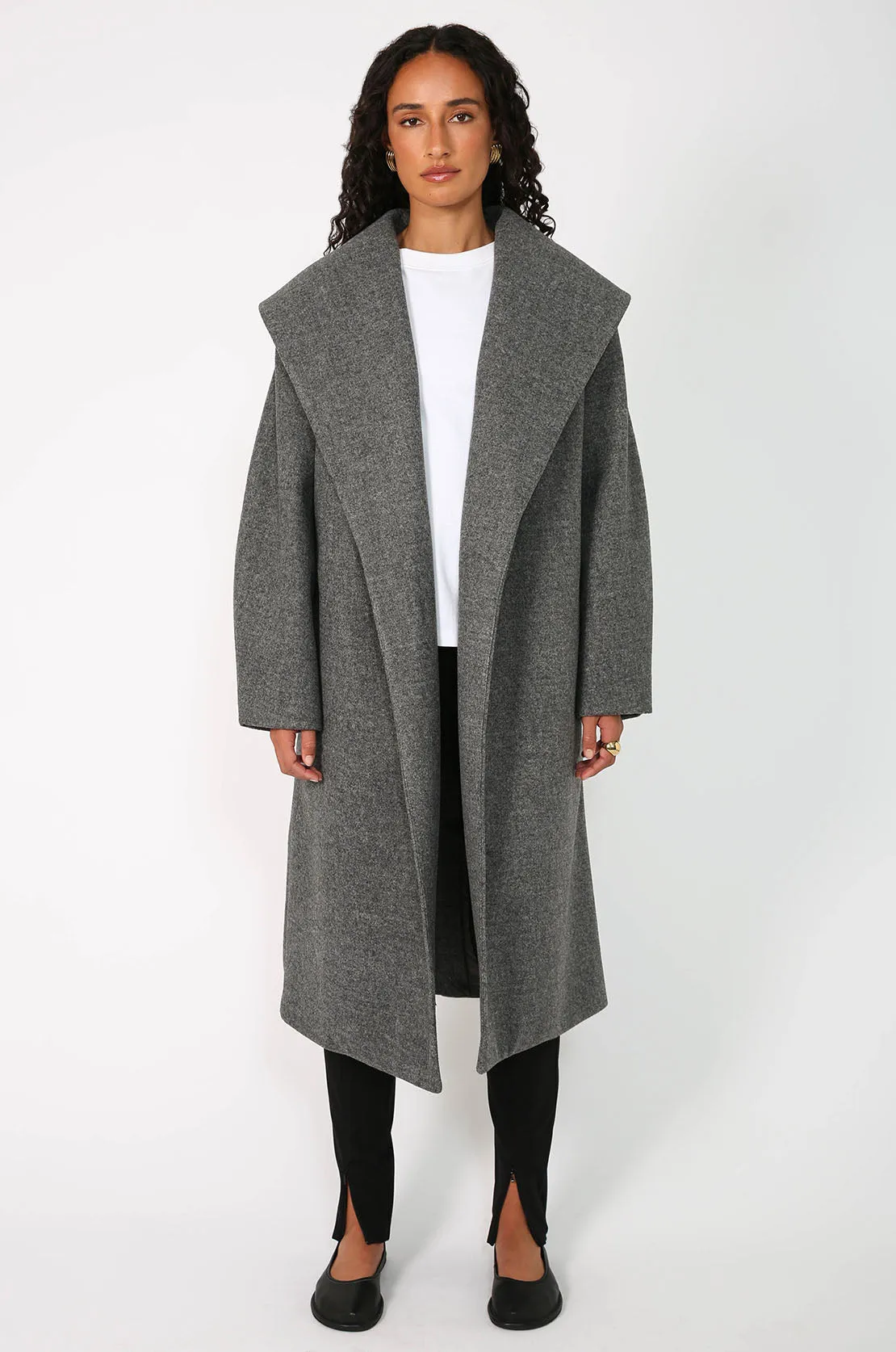 collar coat / Mid Grey