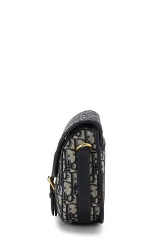 Dior,  Navy Oblique Jacquard Bobby Flap Medium, Navy