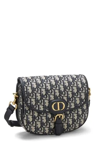 Dior,  Navy Oblique Jacquard Bobby Flap Medium, Navy