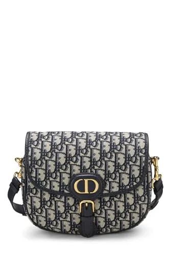 Dior,  Navy Oblique Jacquard Bobby Flap Medium, Navy