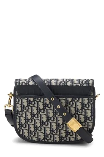 Dior,  Navy Oblique Jacquard Bobby Flap Medium, Navy