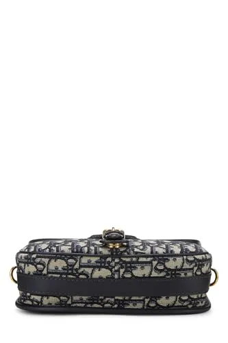 Dior,  Navy Oblique Jacquard Bobby Flap Medium, Navy