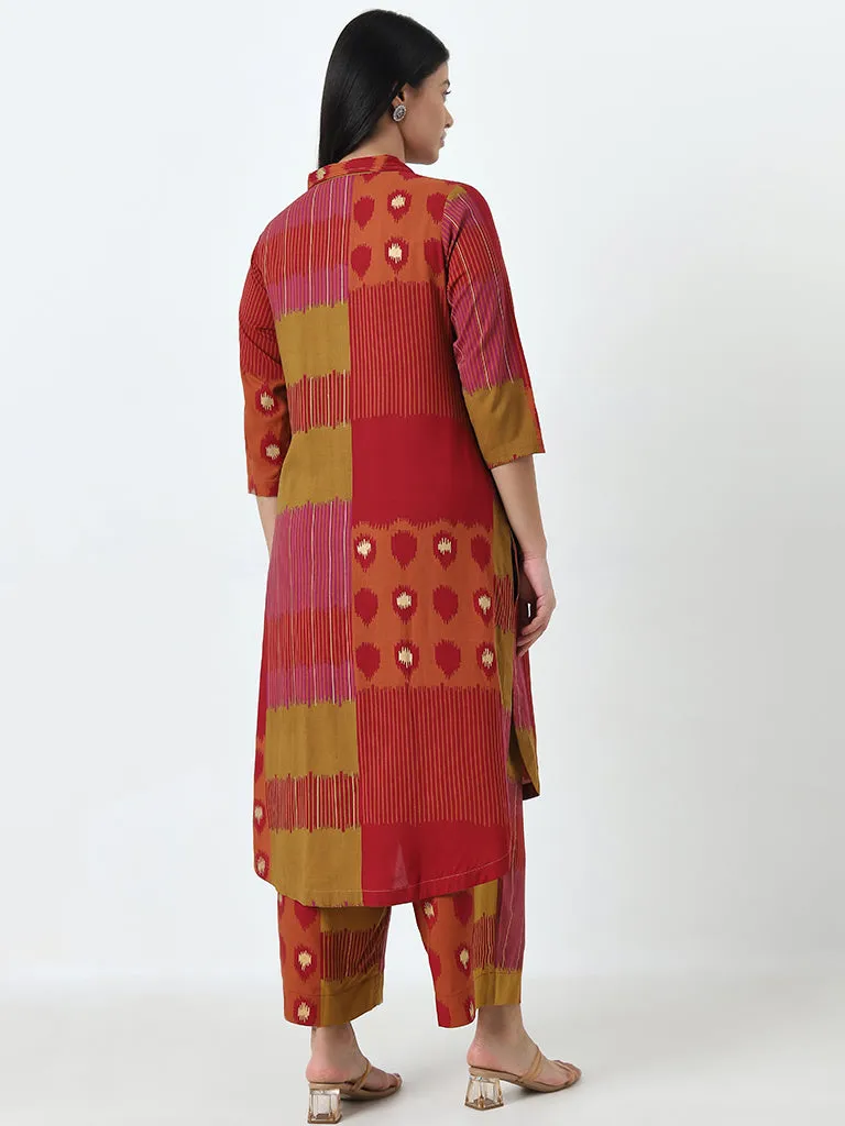 Diza Red Printed A-Line Kurta