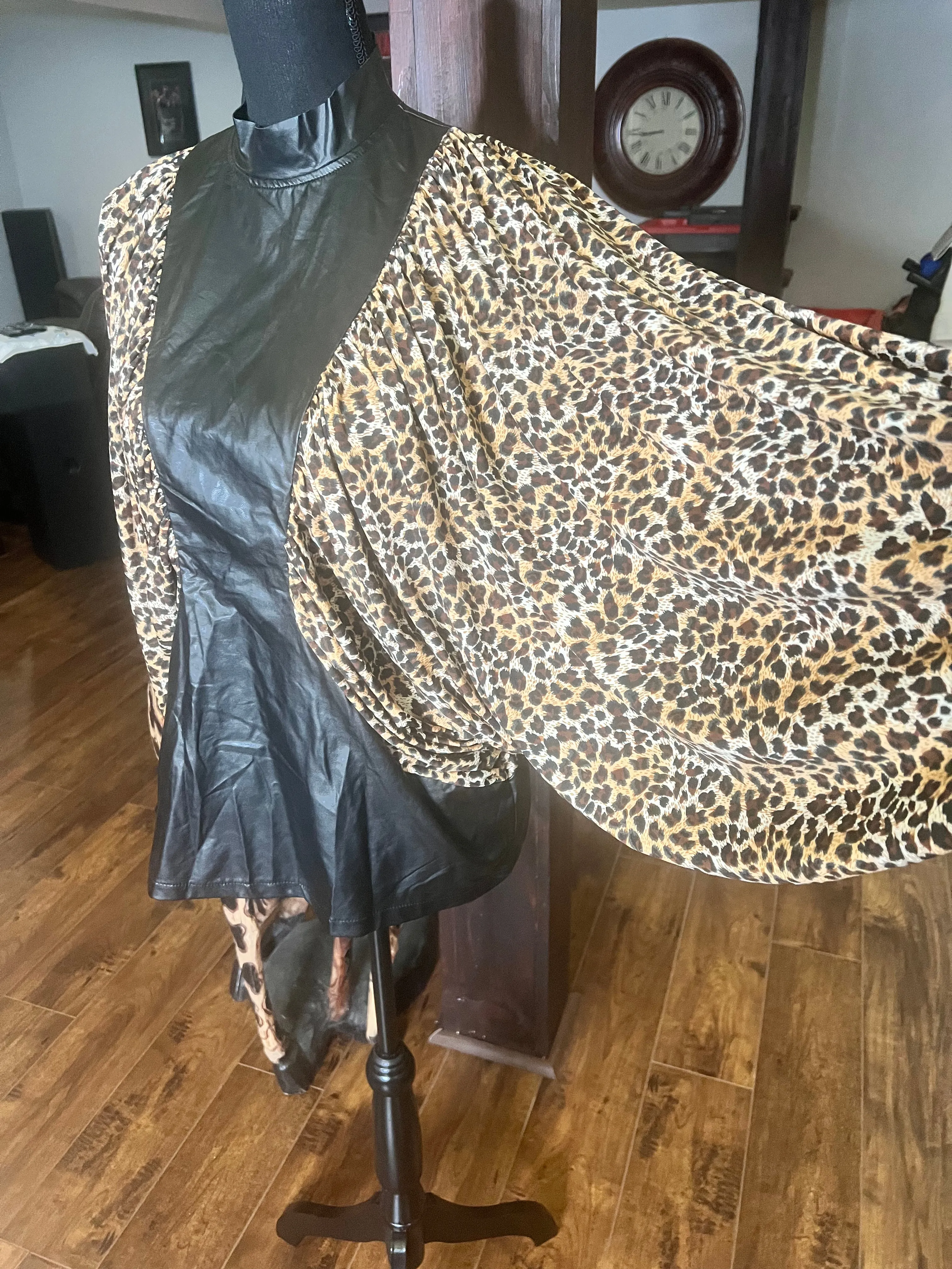 Faux Leather & Leopard Top