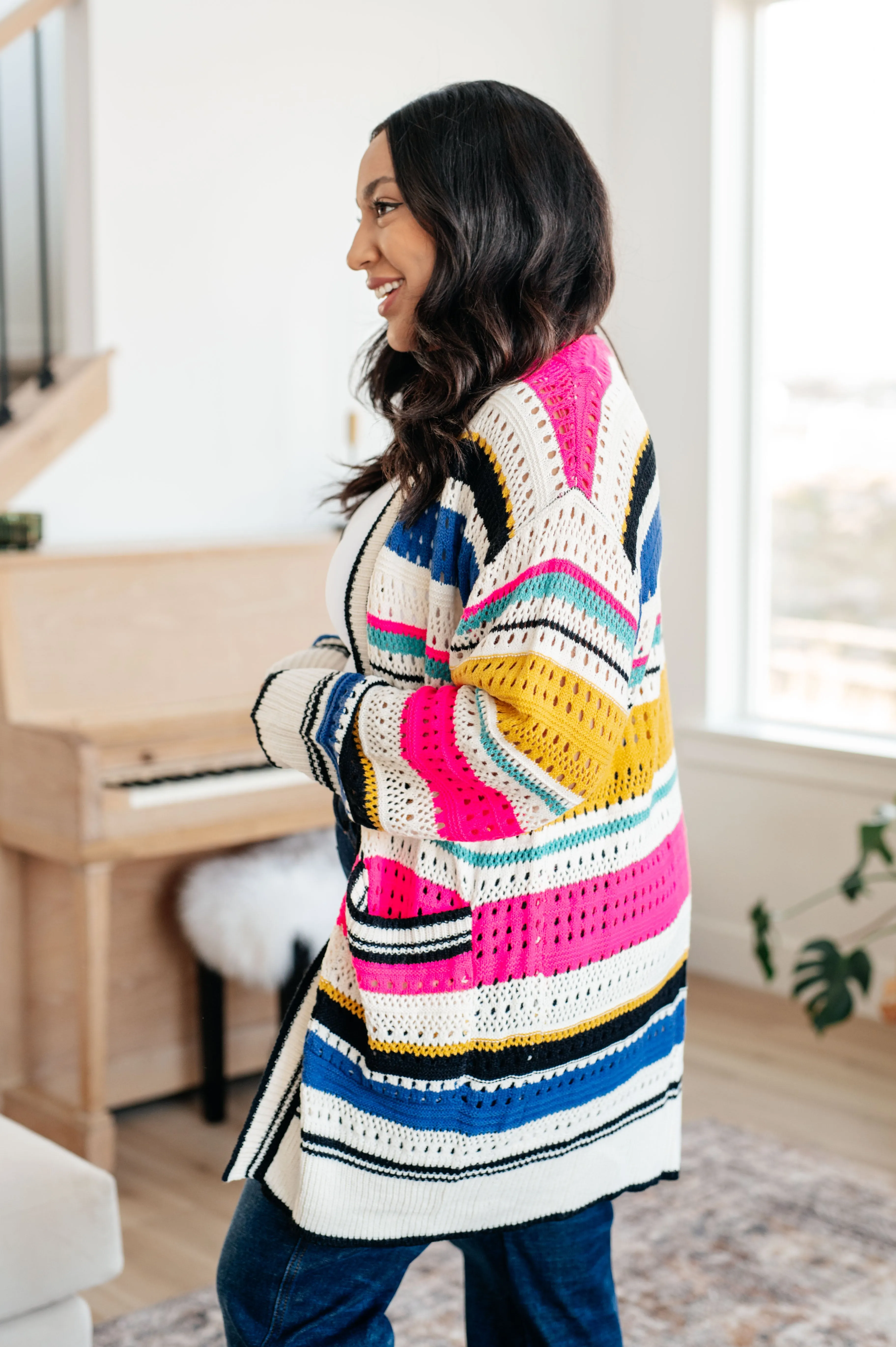 Felt Cute Knit Striped Cardigan by BiBi