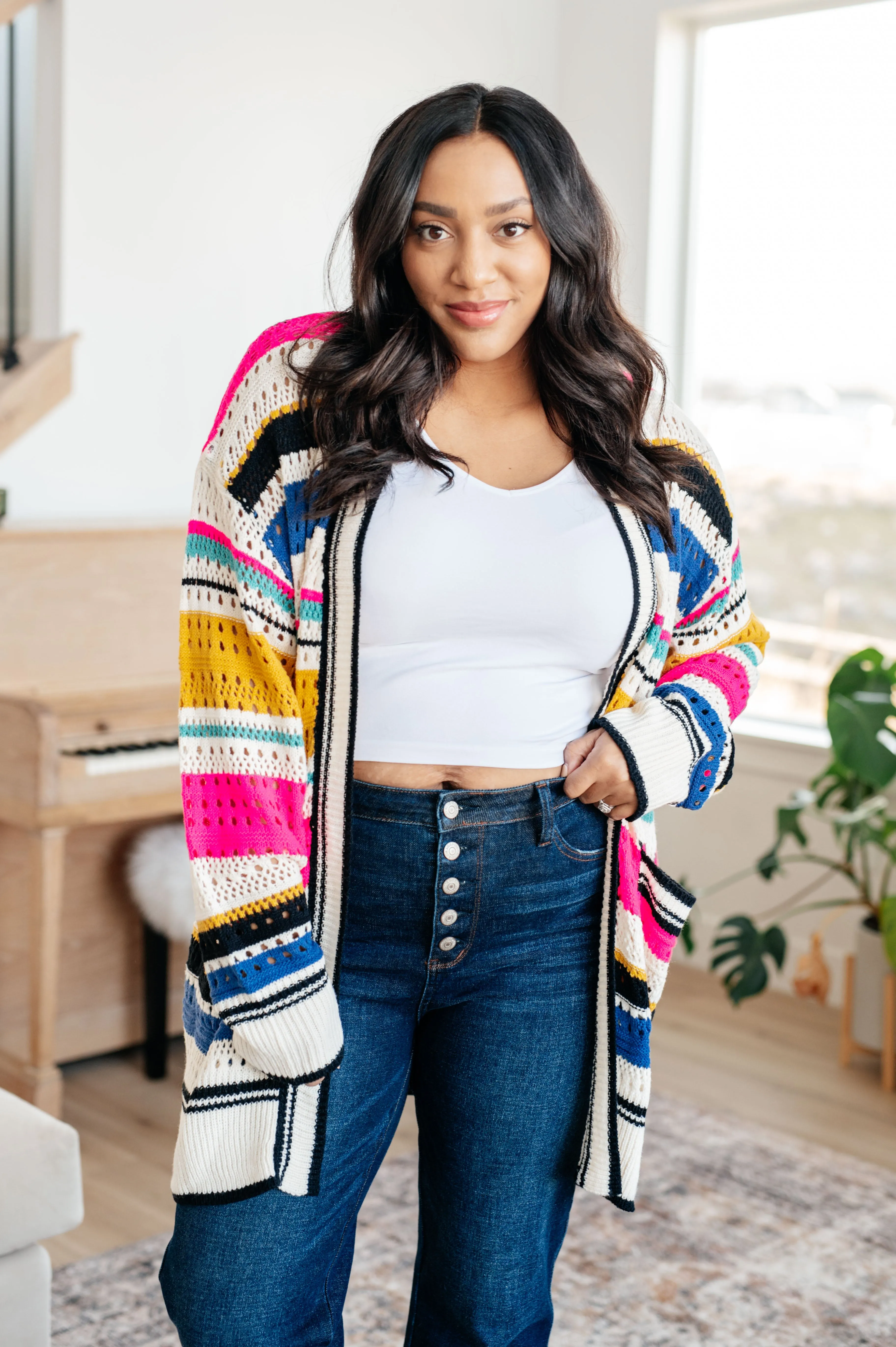 Felt Cute Knit Striped Cardigan by BiBi