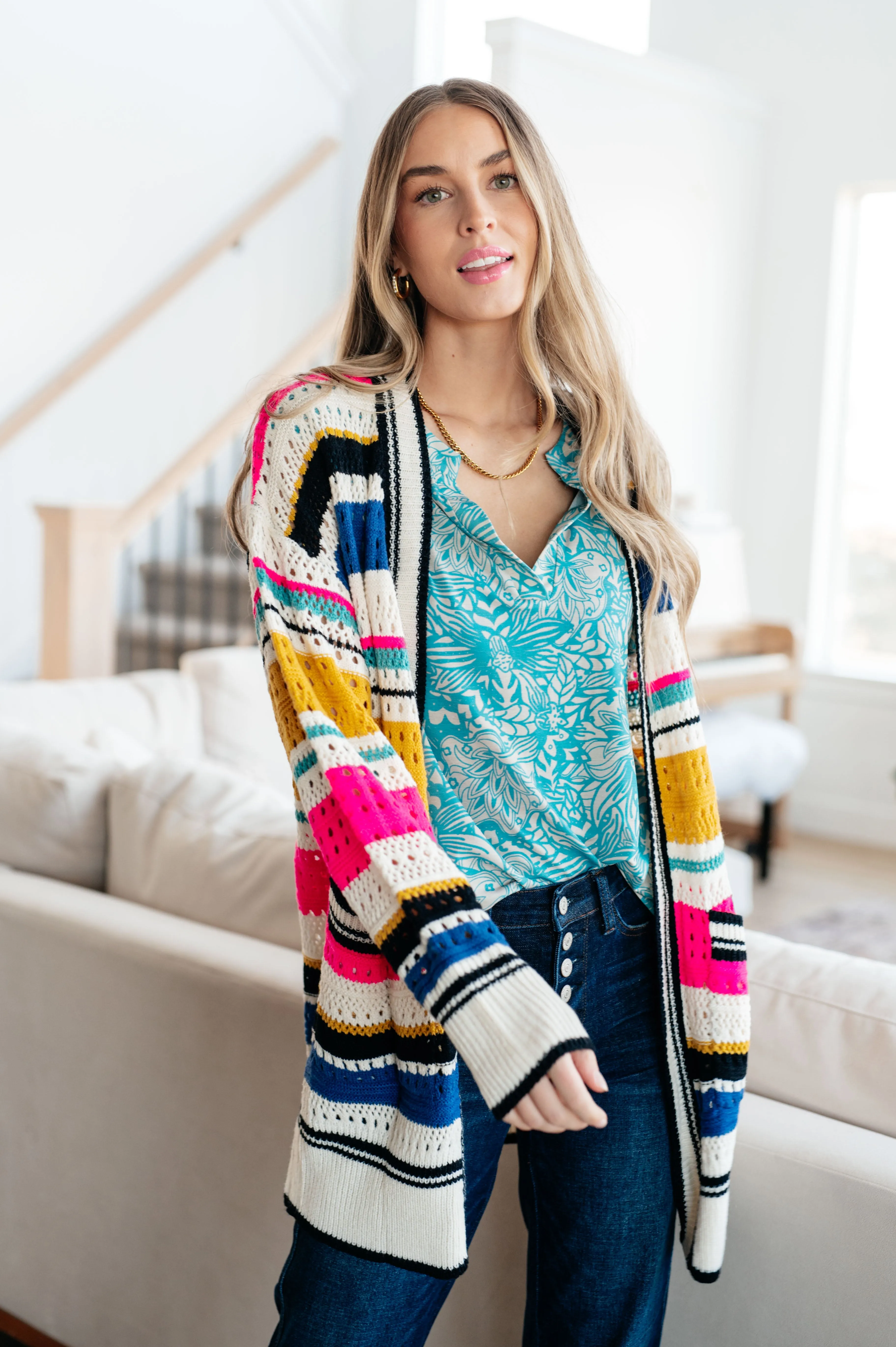 Felt Cute Knit Striped Cardigan by BiBi