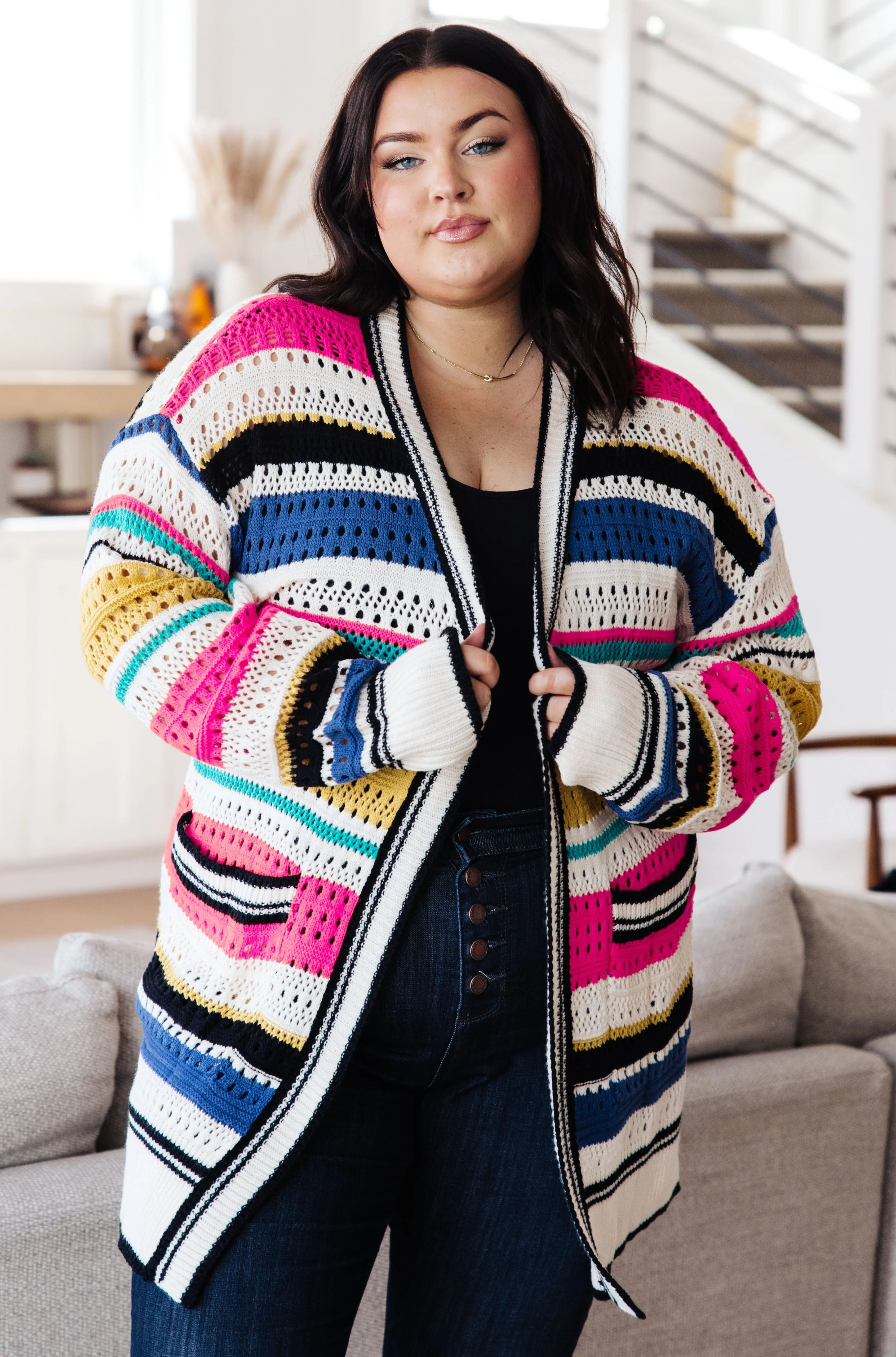 Felt Cute Knit Striped Cardigan by BiBi