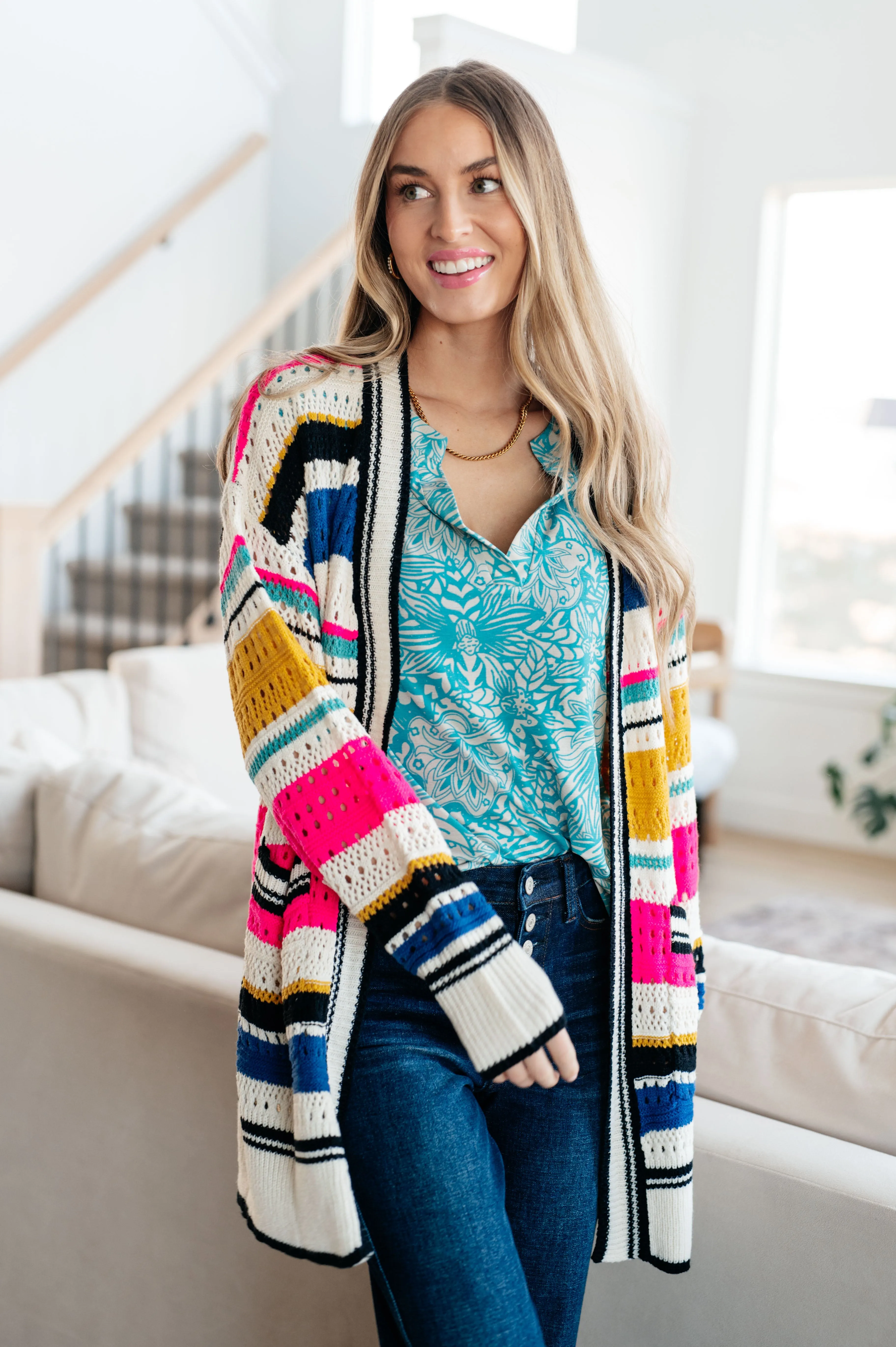 Felt Cute Knit Striped Cardigan by BiBi