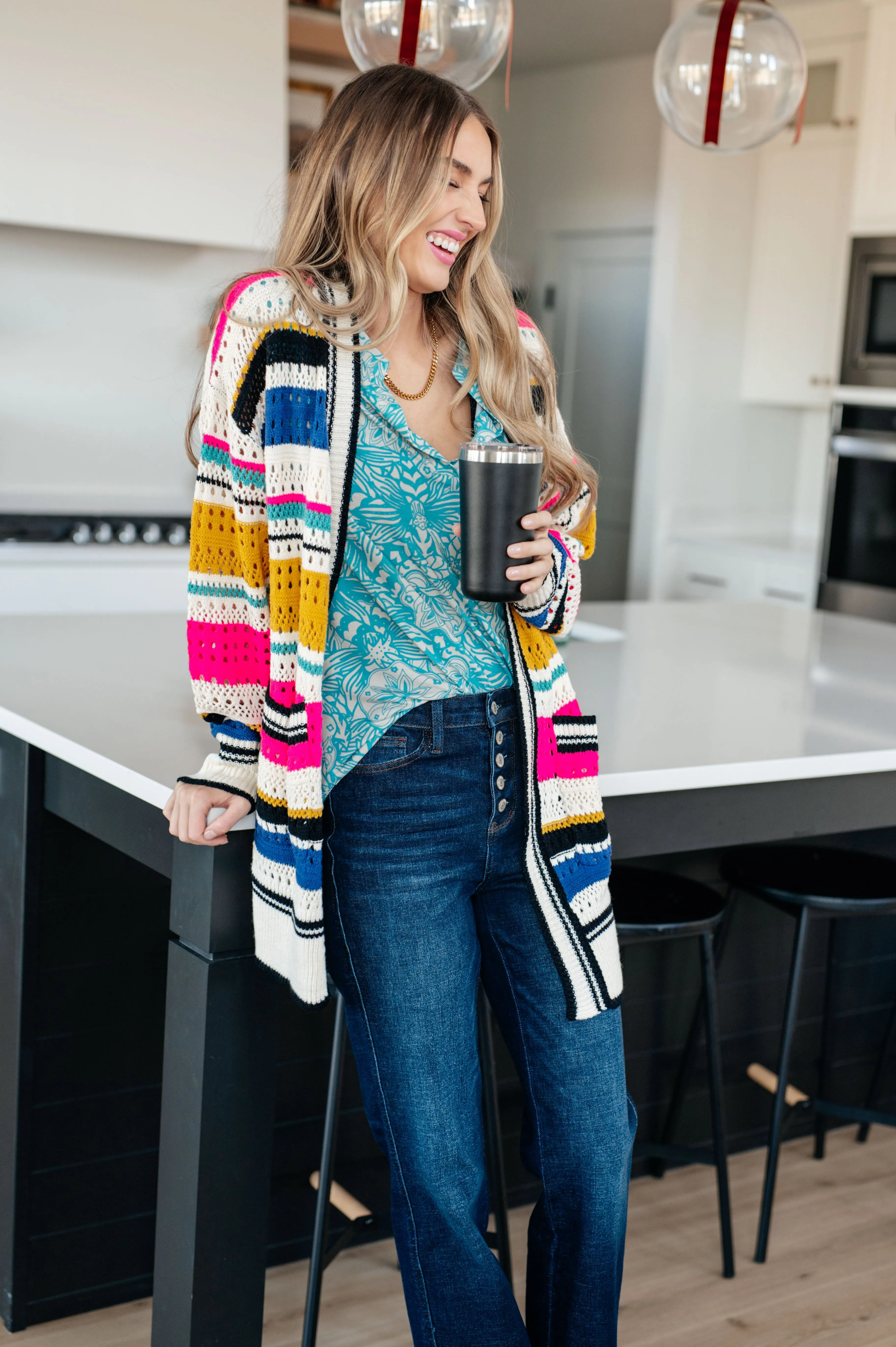 Felt Cute Knit Striped Cardigan by BiBi
