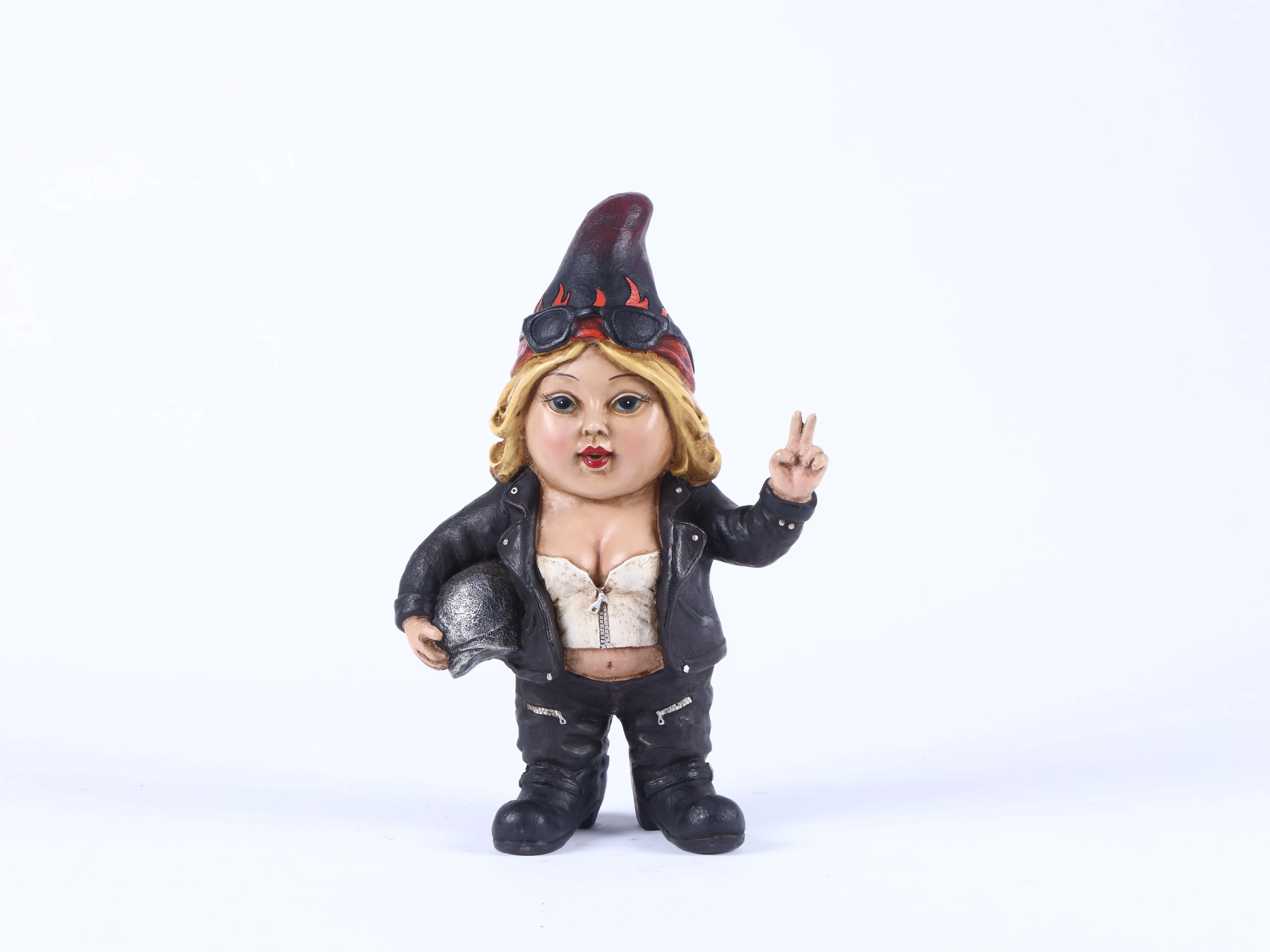 Female Biker Gnome With Helmet