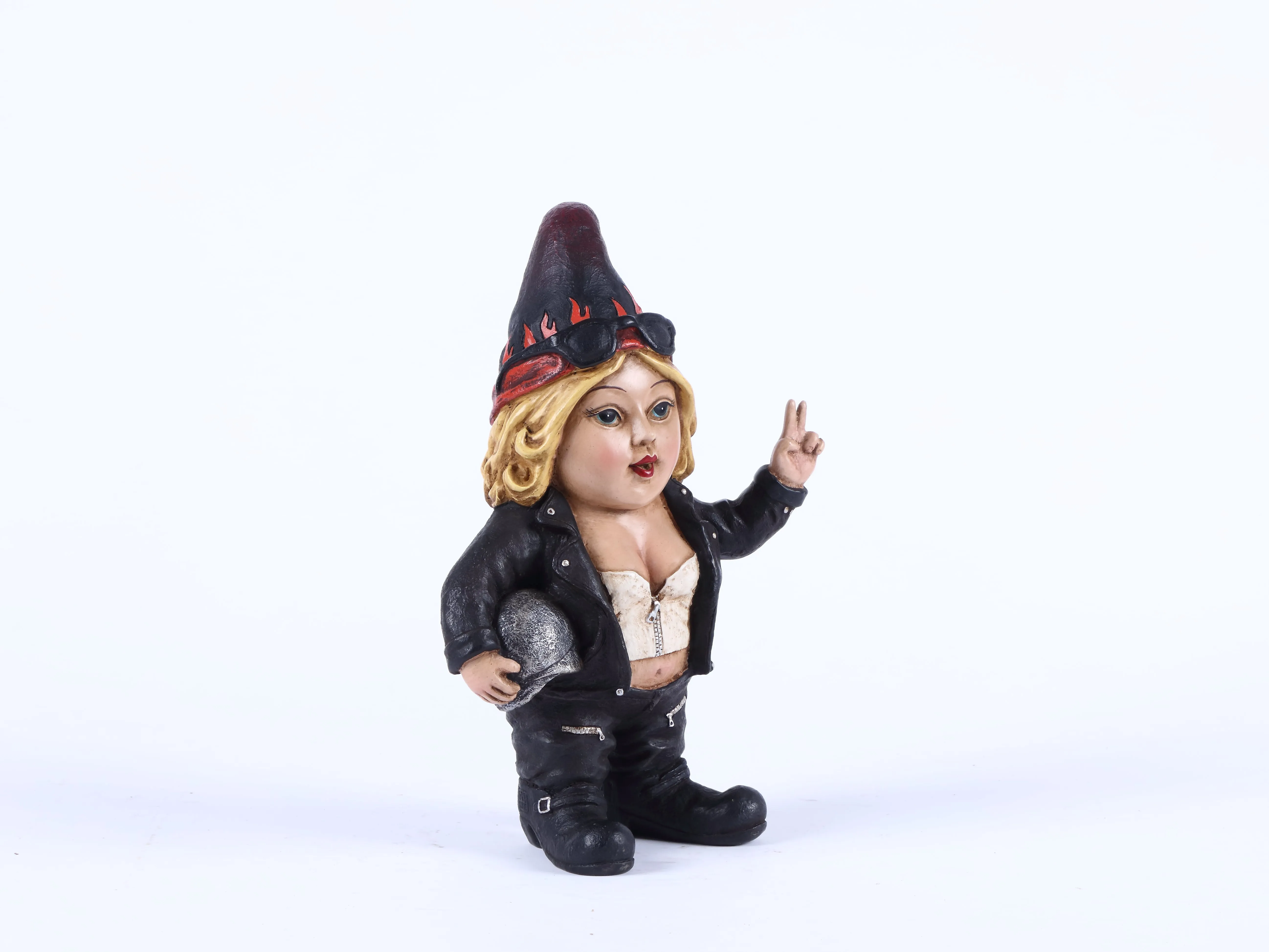 Female Biker Gnome With Helmet