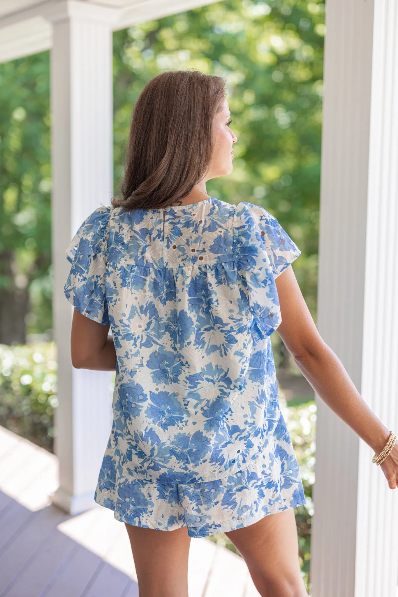 Floral Sweetheart Blue Babydoll Top