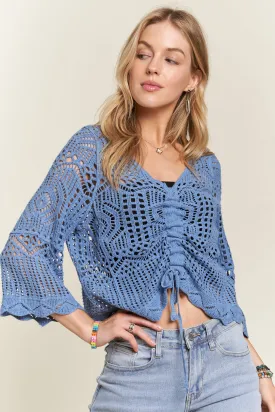 Front Drawstring Crochet Top