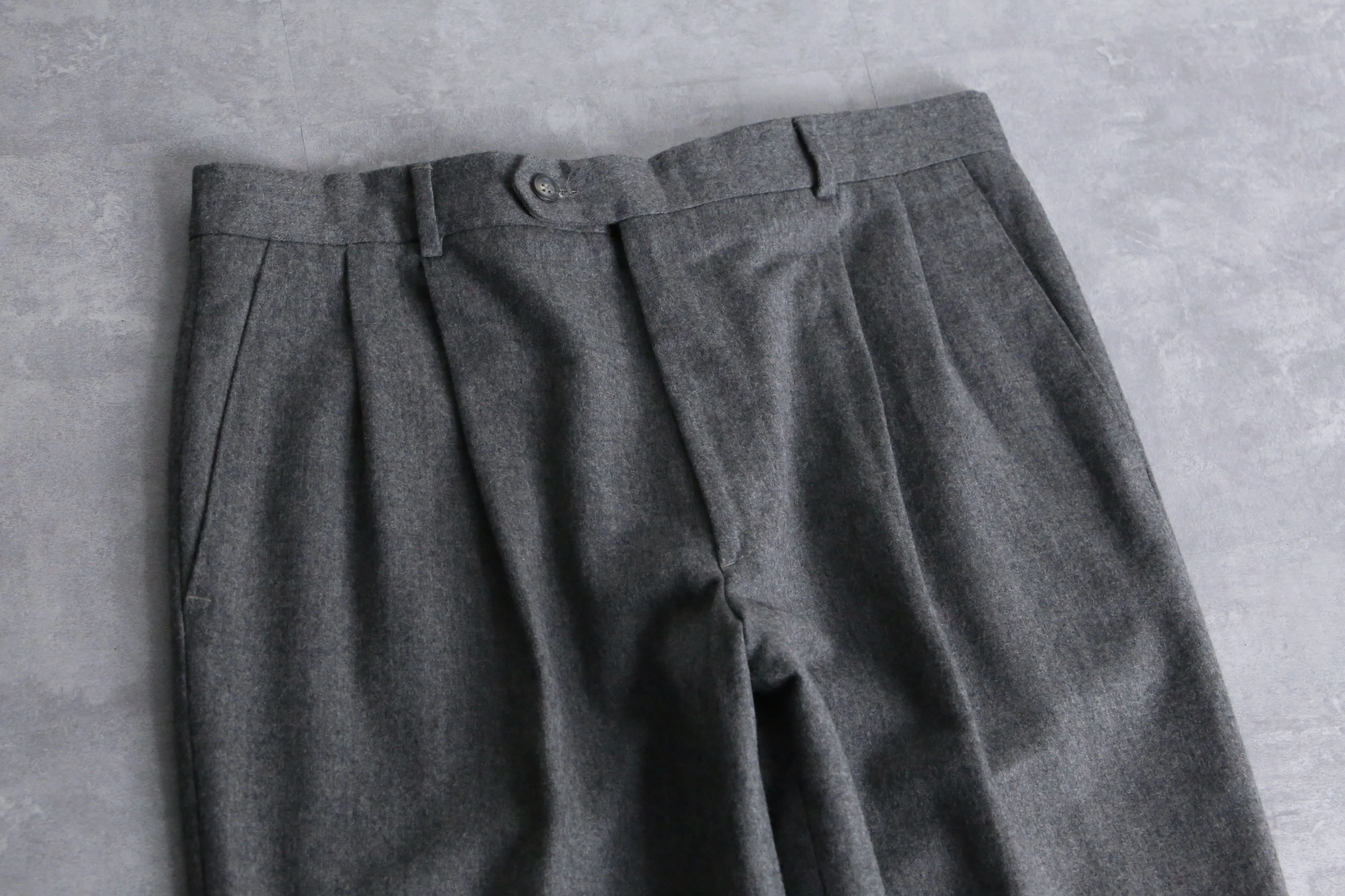 grey color wide wool slacks