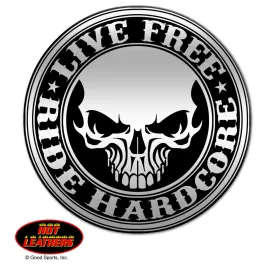 Hardcore Stencil Skull Pewter Biker Pin