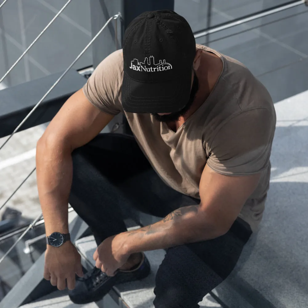 Jax Nutrition White Logo Distressed Dad Hat