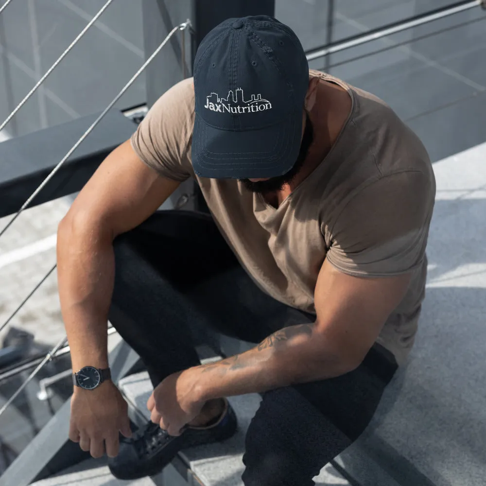 Jax Nutrition White Logo Distressed Dad Hat