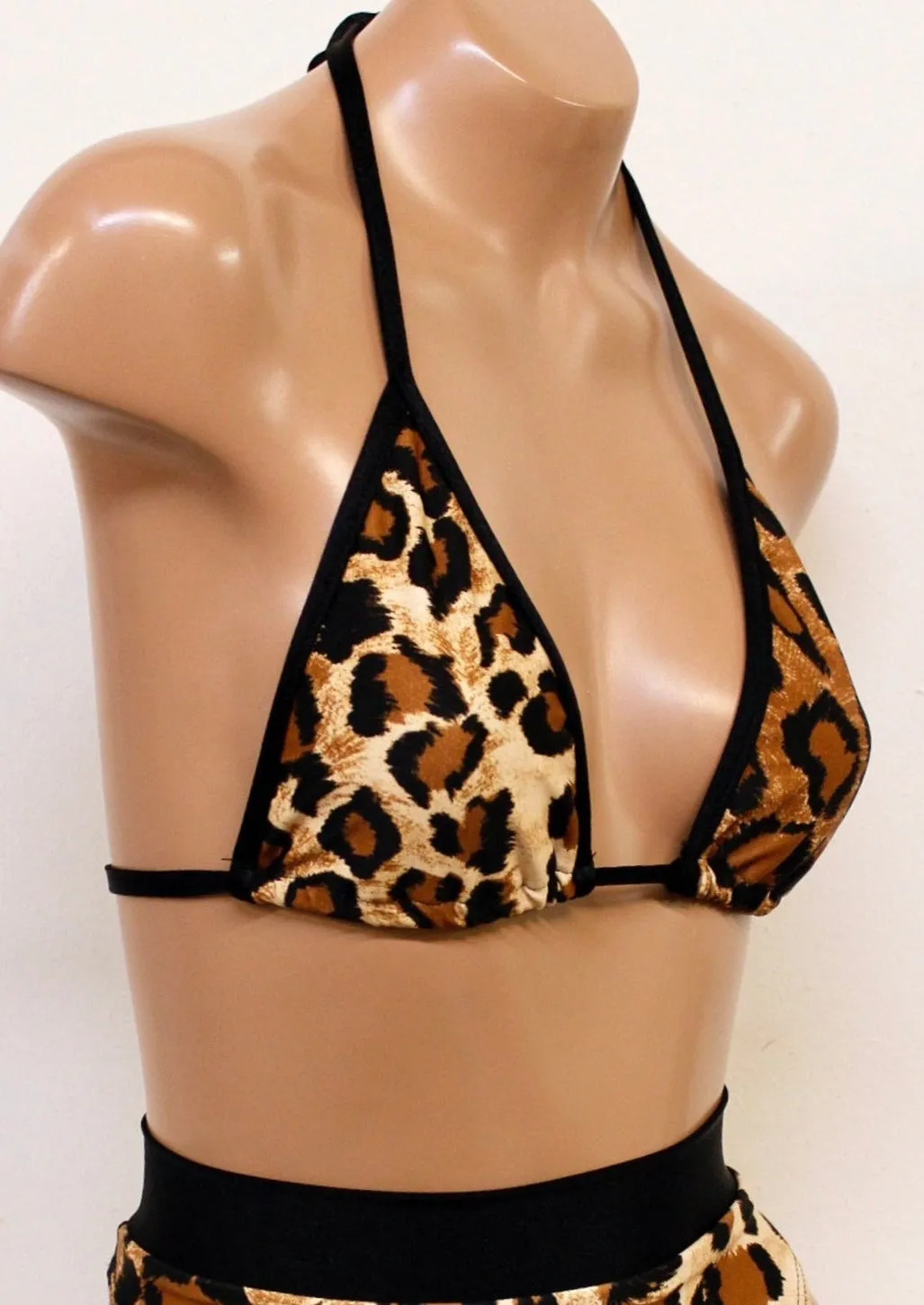 Leopard Triangle Bikini Top