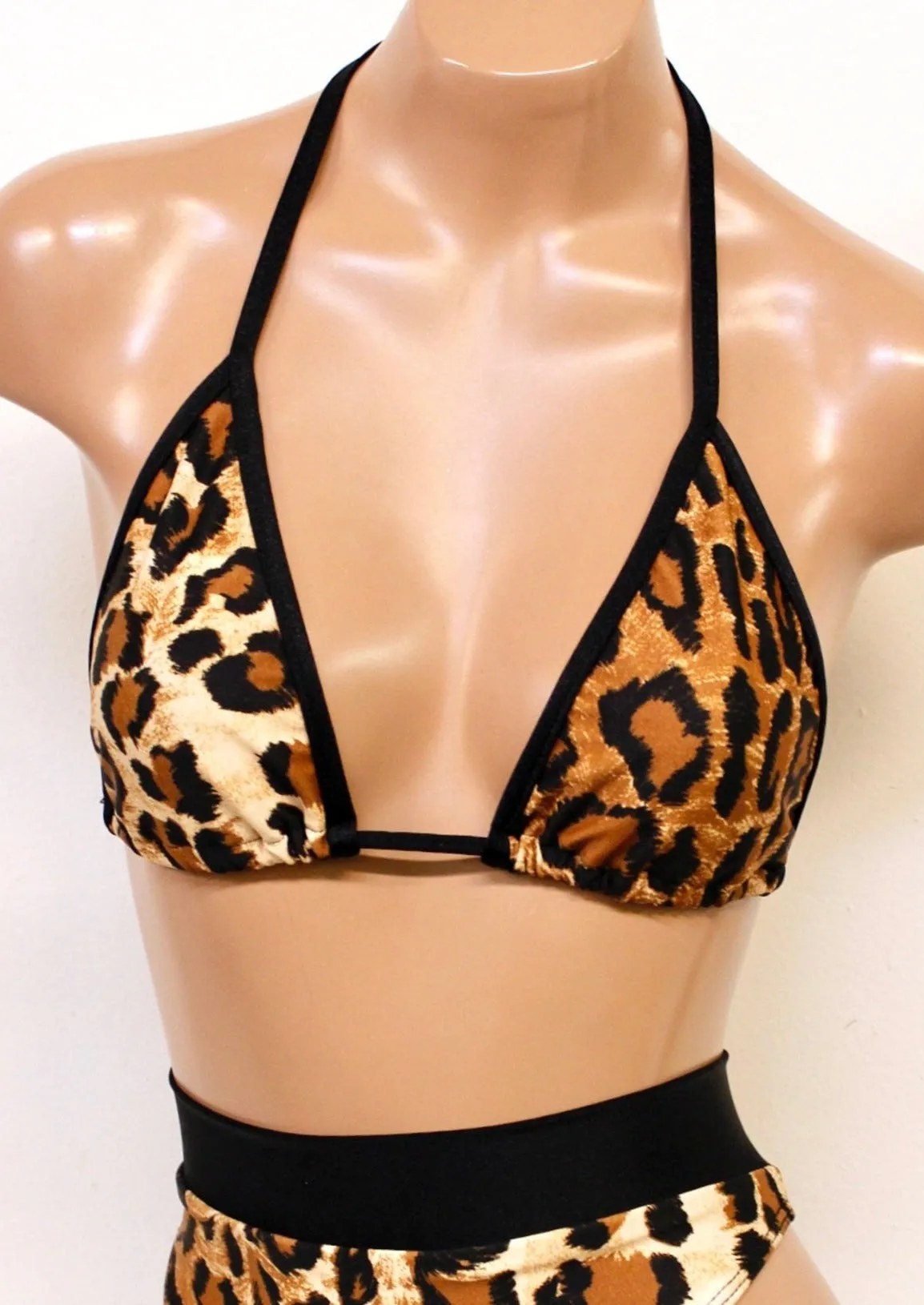 Leopard Triangle Bikini Top