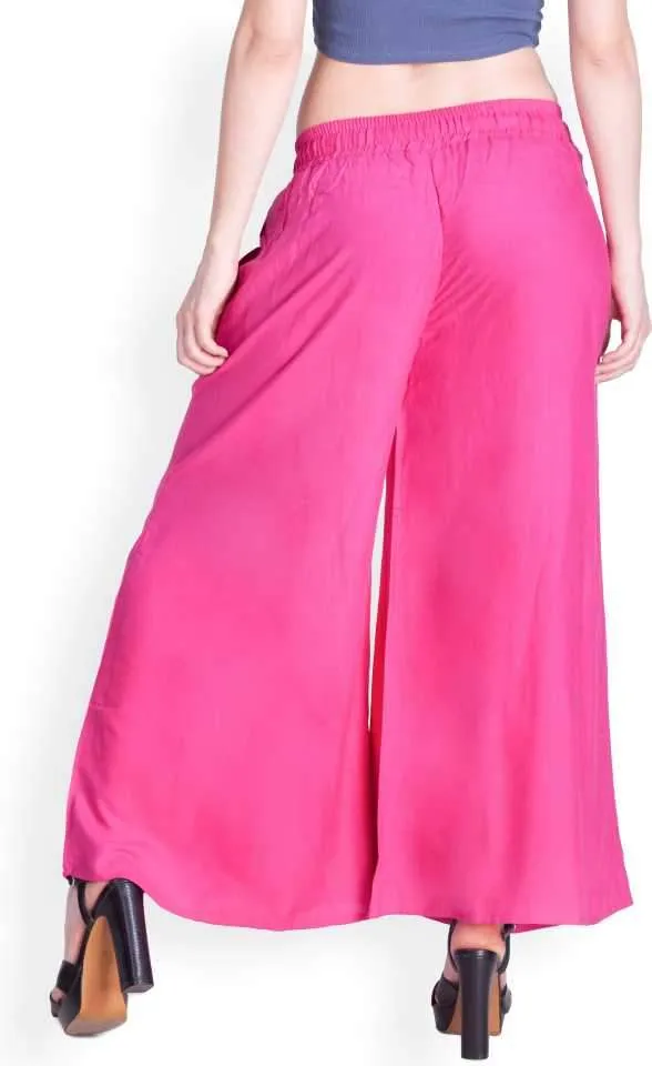 Lyra Pink Rayon Palazzo Pants for Woman
