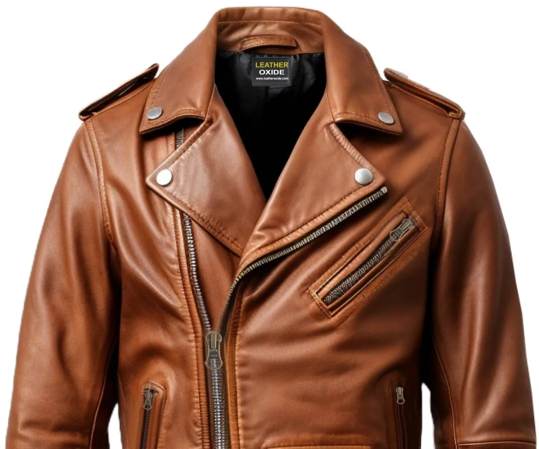 Men Vintage Brown Biker Leather Jacket - Vintage Brown Jacket