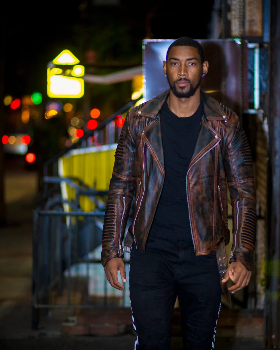 MEN WAX BROWN- BIKER RIBBLES WITHOUT FUR