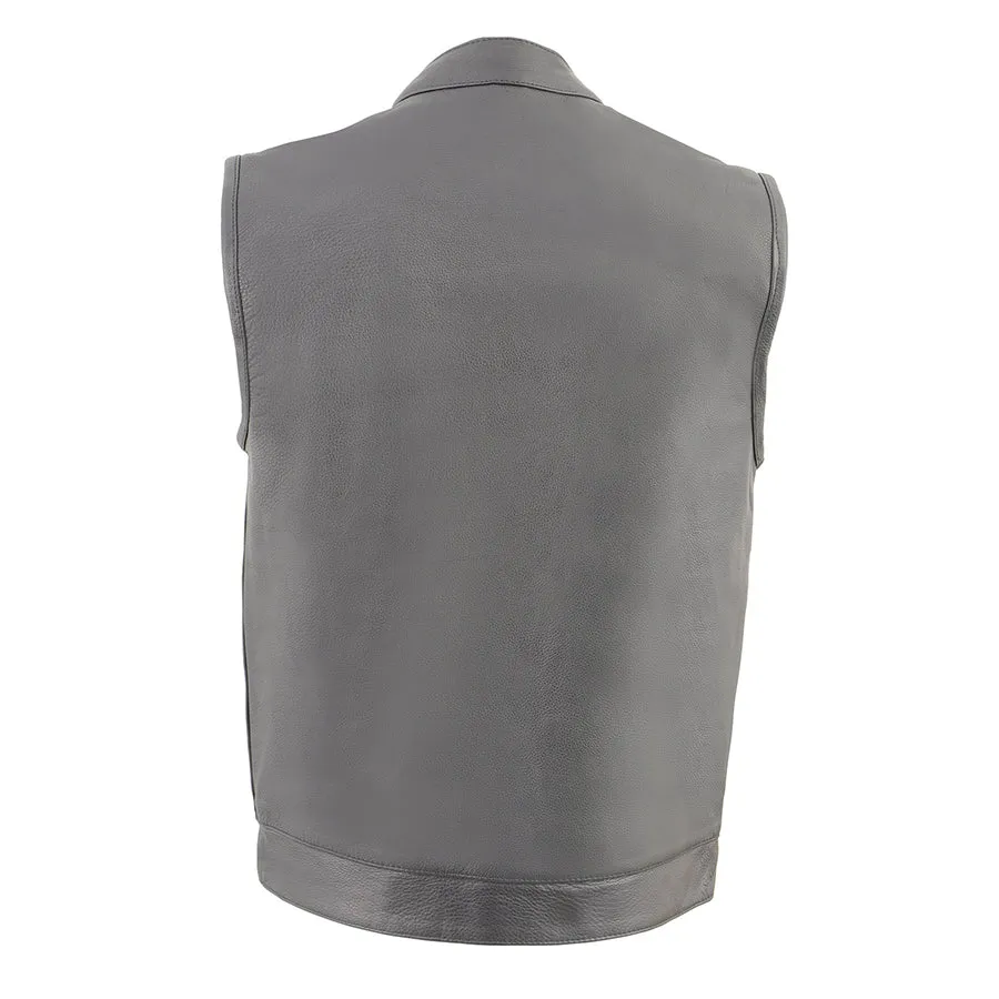 Men’s Cool Tec Leather Snap/Zip Front Club Style Vest